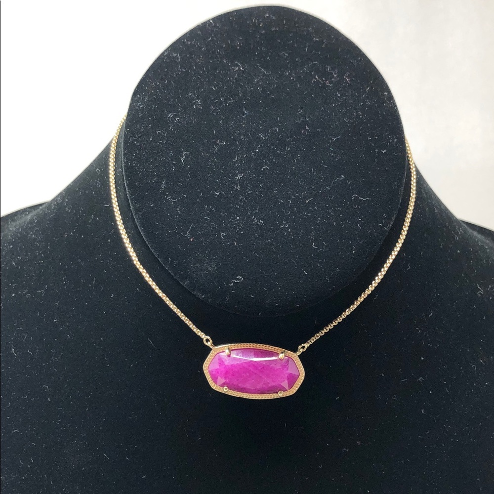 Kendra Scott Necklace Gold Delaney in Purple Jade Bolero Adjustable Chain - Picture 6 of 14